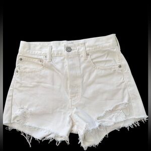Moussy Vintage White Distressed Jean Shorts